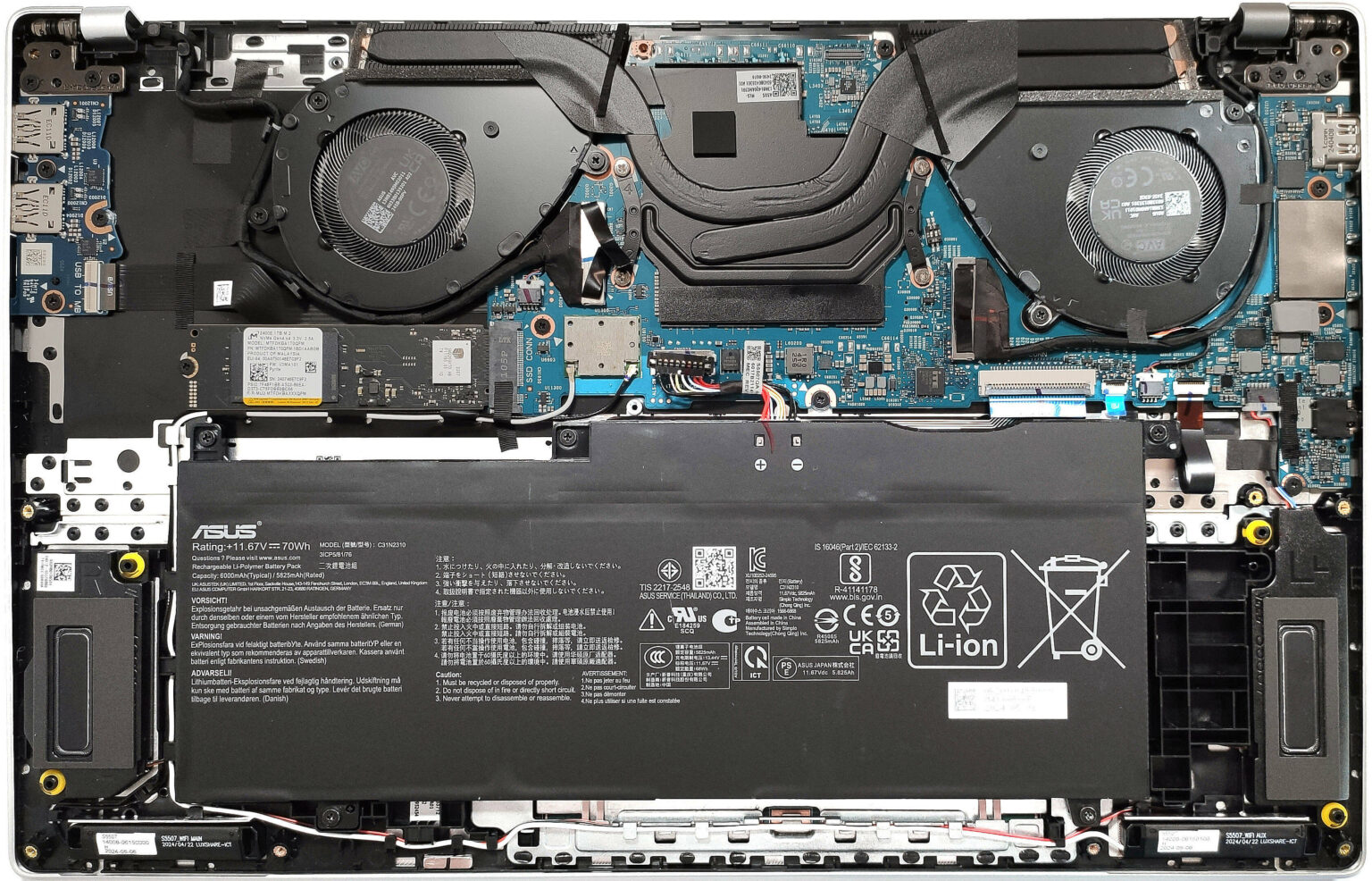 Internal Photo of ASUS Pro15 2024 Vivobook S15 S5507 S5507Q bottom case D cover silver (ASUS S5507)